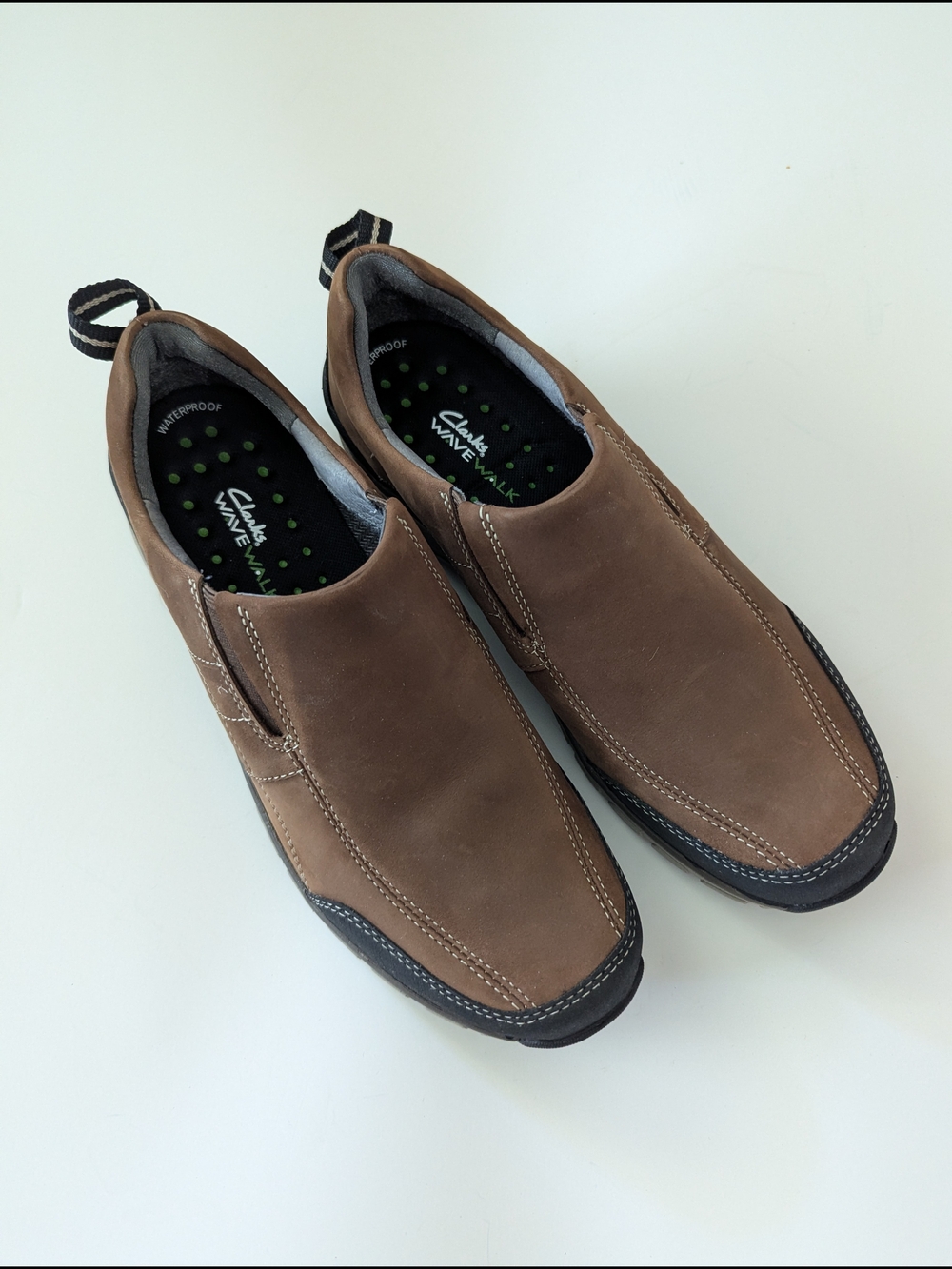Clarks waterproof Wave Walk Brown Leather Slip-On Loafers for Women -11M